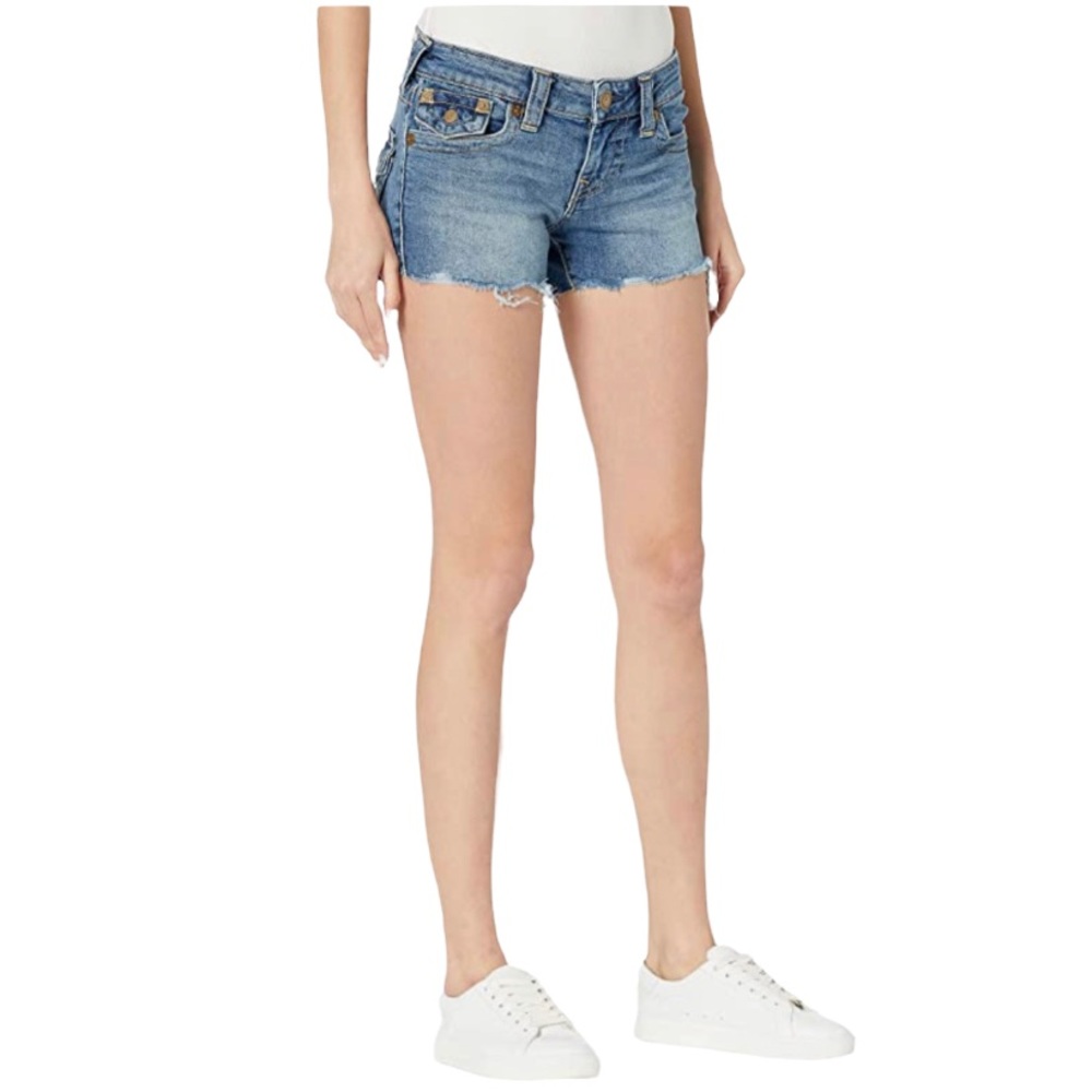 True Religion Y2K Joey Low Rise Cut Off Flap Pocket Denim Shorts Size 24 - Picture 16 of 16